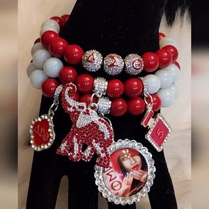 Delta Sigma Theta Beaded Stackable Bracelets with Charms